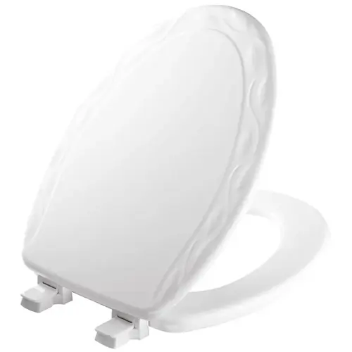 134EC 000 Toilet Seat, Elongated, Wood, White, Easy Clean and Change Hinge 134EC 000 Toilet Seat, Elongated, Wood, White, Easy Clean and Change Hinge
