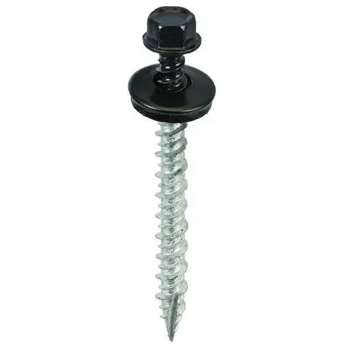 Screw, #9 Thread, High-Low, Twin Lead Thread, Hex Drive, Self-Tapping, Type 17 Point Black