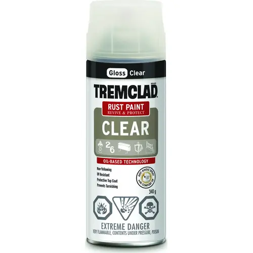 TREMCLAD Rust Spray Paint, Gloss, Clear, 340 g, Aerosol Can TREMCLAD Rust Spray Paint, Gloss, Clear, 340 g, Aerosol Can