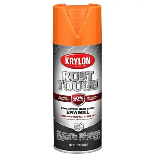 Rust Tough 12 Oz. Gloss Alkyd Enamel Spray Paint, Orange Rust Tough 12 Oz. Gloss Alkyd Enamel Spray Paint, Orange