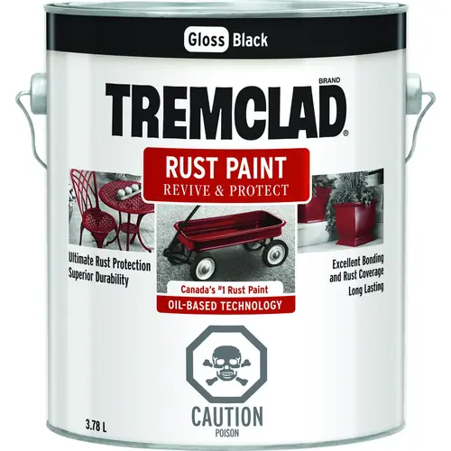 TREMCLAD Rust Paint, Gloss, Black, 3.78 L, Can - pack of 2 TREMCLAD Rust Paint, Gloss, Black, 3.78 L, Can - pack of 2