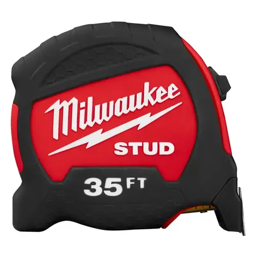 STUD Series Tape Measure, 35 ft L Blade, 1-5/16 in W Blade, Steel Blade, ABS Case, Black/Red Case STUD Series Tape Measure, 35 ft L Blade, 1-5/16 in W Blade, Steel Blade, ABS Case, Black/Red Case