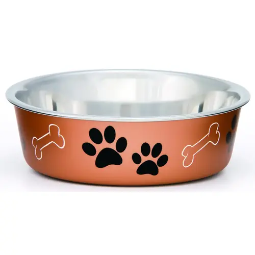 Pet Feeding Bowl, L, 52 oz Volume, Polyresin/Stainless Steel, Copper Pet Feeding Bowl, L, 52 oz Volume, Polyresin/Stainless Steel, Copper