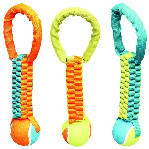 Chomper Braided Nylon Tennis Ball Tug Dog Toy Chomper Braided Nylon Tennis Ball Tug Dog Toy