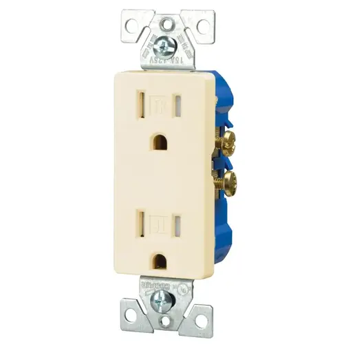 Duplex Receptacle, 2 -Pole, 15 A, 125 V, Push-in, Side Wiring, NEMA: 5-15R Light Almond