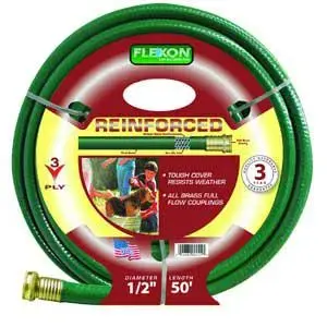 Flexon FR1250C Garden Hose, 1/2 in, 50 ft L, Vinyl, Light Green