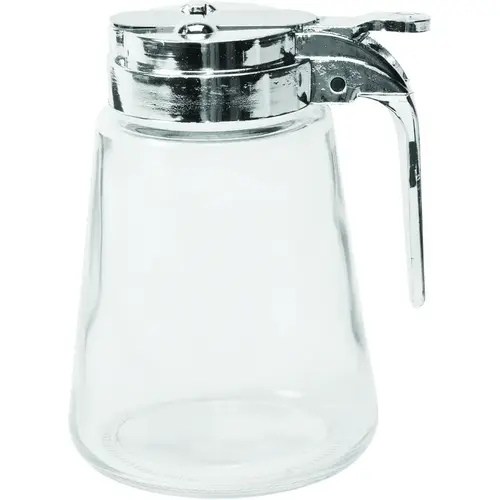 Syrup Pitcher, 8 oz Capacity, Glass/Stainless Steel, Clear Syrup Pitcher, 8 oz Capacity, Glass/Stainless Steel, Clear