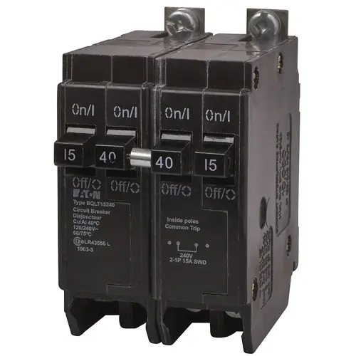 Replacement Classic Circuit Breaker, Quad Type BQL, 15 to 40 A, 4 -Pole, 120/240 VAC