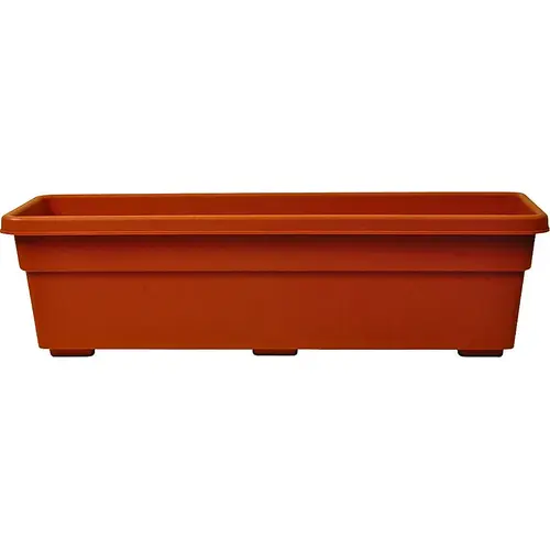 Promotional Window Box Planter, 24 in W, 8-1/16 in D, Plastic, Terracotta