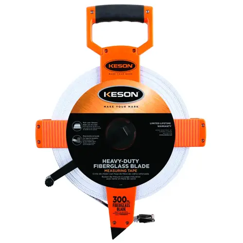 Tape Measure, 300 ft L Blade, 1/2 in W Blade, Fiberglass Blade, ABS Case, Pumpkin Case Tape Measure, 300 ft L Blade, 1/2 in W Blade, Fiberglass Blade, ABS Case, Pumpkin Case
