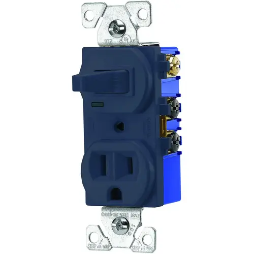 Combination Switch/Receptacle, 2 -Pole, 15 A, 120 V Switch, 125 V Receptacle, Brown Combination Switch/Receptacle, 2 -Pole, 15 A, 120 V Switch, 125 V Receptacle, Brown