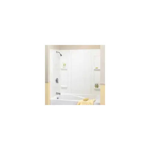 Elan Bathtub Wall Kit, 59 in H, 60-1/2 in W, Polystyrene, White, Glue Up Installation