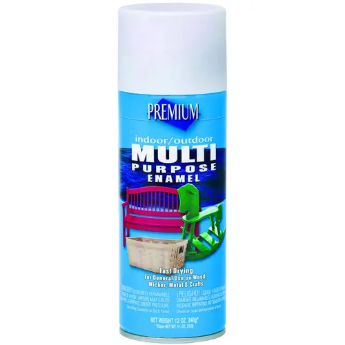 Enamel Spray Paint, Gloss, White, 12 oz, Aerosol Can