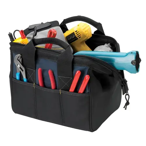 Tool Works Series Standard Tool Bag, 8-1/2 in W, 12 in D, 8 in H, 23-Pocket, Polyester, Black Tool Works Series Standard Tool Bag, 8-1/2 in W, 12 in D, 8 in H, 23-Pocket, Polyester, Black