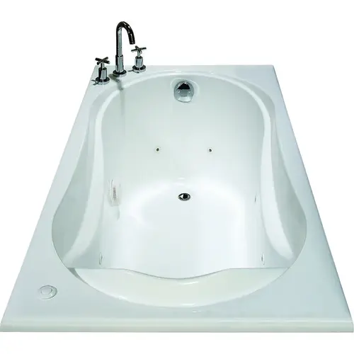 Cocoon 6032 Series Bathtub, 40 to 52 gal Capacity, 59-7/8 in L, 31-7/8 in W, 20-1/2 in H, Acrylic White