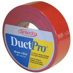 Cantech 397024855 DUCTPRO 39702 Duct Tape, 55 m L, 48 mm W, Polyethylene Backing, Red