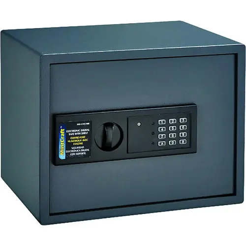 Digital Electronic Safe, 15 in W x 11-13/16 in D x 11-13/16 in H Exterior, Solid Steel, Powder-Coated Dark Gray