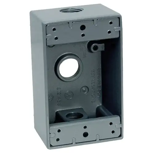1B75 1B75-3 Weatherproof Box, 2-3/4 in W, 2 in D, 4-1/2 in H, 1 -Knockout, Screw Mounting, NEMA 3R, Gray 1B75 1B75-3 Weatherproof Box, 2-3/4 in W, 2 in D, 4-1/2 in H, 1 -Knockout, Screw Mounting, NEMA 3R, Gray