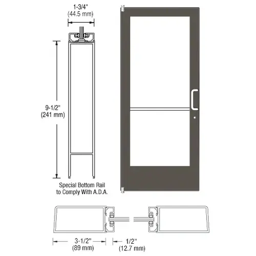 Bronze Black Anodized Complete ADA Door With Lock, and Cylinder Medium Stile 3'0 x 7'0 (LHR) HLSO Offset Hung with Pivots Single - for 1/4" Glass Bronze Black Anodized Complete ADA Door With Lock, and Cylinder Medium Stile 3'0 x 7'0 (LHR) HLSO Offset Hung with Pivots Single - for 1/4" Glass