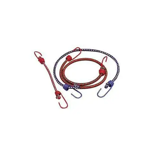 Bungee Cord, 9 mm Dia, 30 in L, Assorted, Hook End