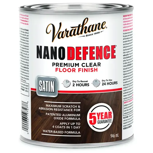 NANO DEFENCE Premium Floor Finish, Satin, Liquid, Clear, 946 mL, Can