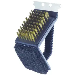 Omaha SP242C3L Grill Brush with Stainless Steel Scraper, 2-3/4 in L Brush, 1-3/4 in W Brush, Stainless Steel Bristle