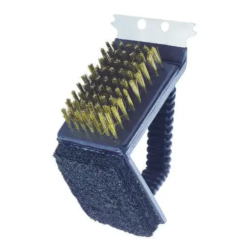 Grill Brush with Stainless Steel Scraper, 2-3/4 in L Brush, 1-3/4 in W Brush, Stainless Steel Bristle
