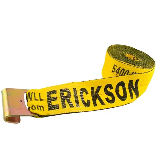 Winch Strap, 4 in W, 30 ft L, Polyester, Yellow, 5400 lb Working Load
