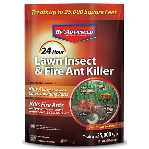Lawn Insect and Fire Ant Killer, Granular, Outdoor, 20 lb Tan
