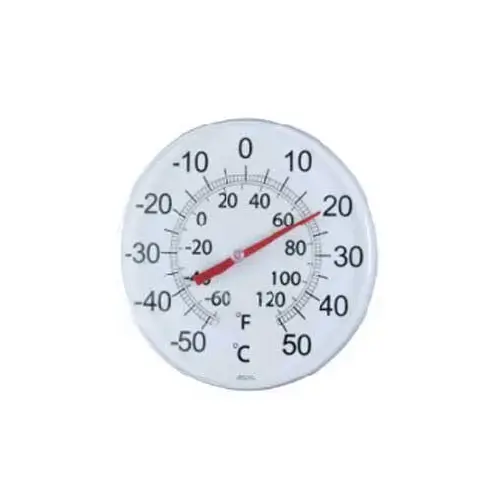 Thermometer, Analog, Plastic Casing, White Casing