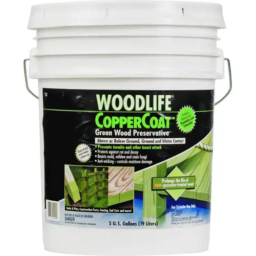 WoodLife CopperCoat Wood Preservative, Green, Liquid, 5 gal, Can