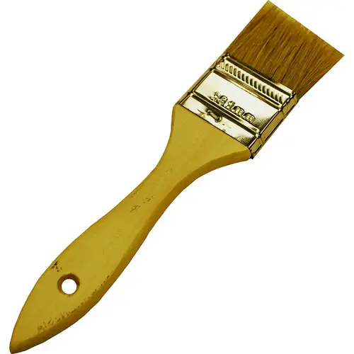 Paint Brush, 1 in W, 1-11/16 in L Bristle, Soft Natural China Bristle, Plain-Grip Handle Paint Brush, 1 in W, 1-11/16 in L Bristle, Soft Natural China Bristle, Plain-Grip Handle