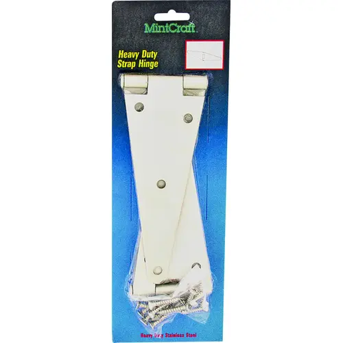 Heavy Duty Strap Hinge, 2.6 mm Thick Leaf, Brushed Stainless Steel, 180 Range of Motion - pack of 2