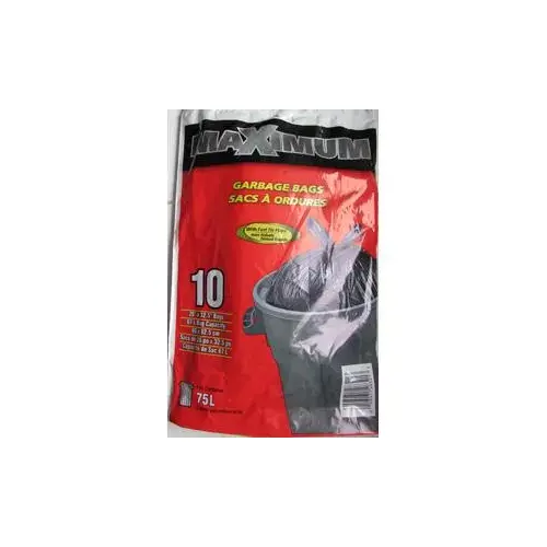 MAXIMUM Garbage Bag, Regular, Plastic, Black - pack of 10