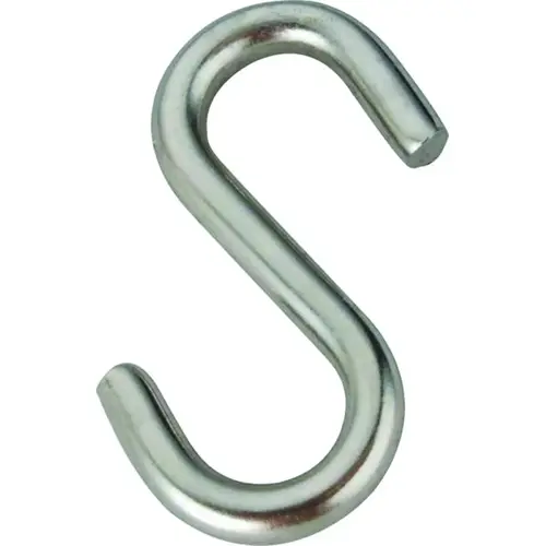 S-Hook, 289 lb Working Load, 19/64 in Dia Wire, Stainless Steel, Stainless Steel Silver