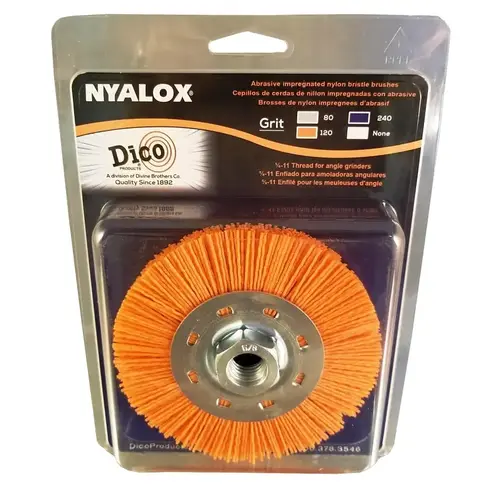 Wheel Brush, 4-1/2 in Dia, 5/8-11 Arbor/Shank, Nyalox Bristle Orange