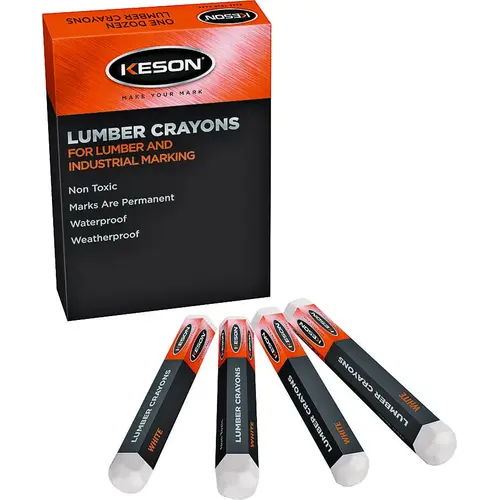 Hard Lumber Crayon, White, 0.318 in Dia, 5 in L Hard Lumber Crayon, White, 0.318 in Dia, 5 in L