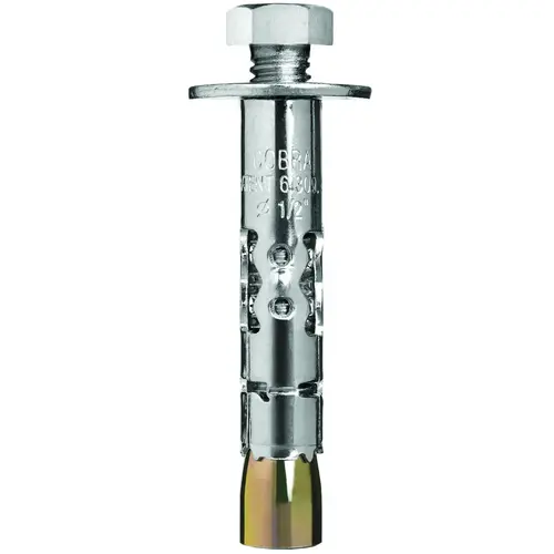 Cobra Anchors Sleeve Anchor, 1/2 in Dia, 3-3/4 in L, 1525 lb, Steel, Plated - pack of 4