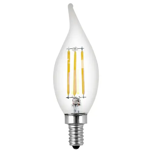 Feit Electric BPCFC60/927CA/FIL/2 LED Bulb, Decorative, Flame Tip Lamp, 60 W Equivalent, E12 Lamp Base, Dimmable, Clear Pair