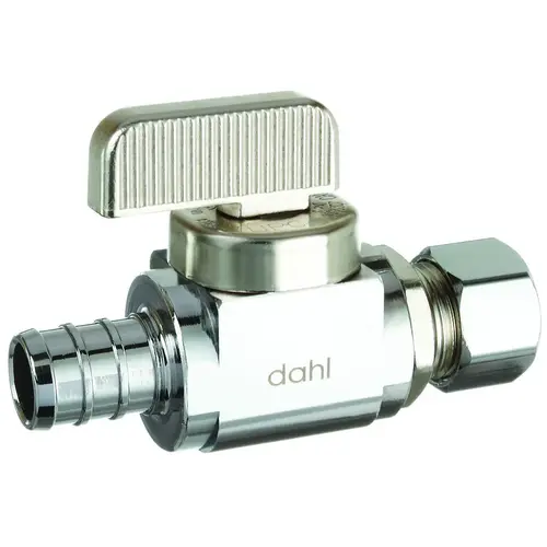 Ball Valve, 1/2 x 3/8 in Connection, Crimp x Compression, 250 psi Pressure, Manual Actuator Chrome Ball Valve, 1/2 x 3/8 in Connection, Crimp x Compression, 250 psi Pressure, Manual Actuator Chrome