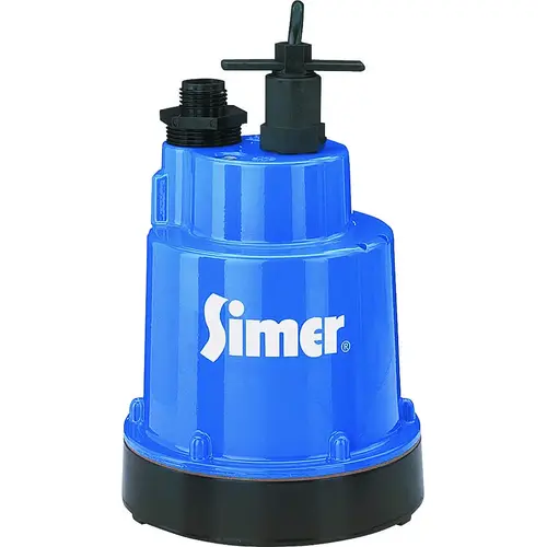 Simer Geyser 2300 Submersible Utility Pump, 1-Phase, 5.6 A, 115 V, 0.25 hp, 1-1/4 in Outlet, 1320 gph