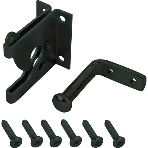 Gate Latch, 3/8 in Bolt Head, 2 in L Bolt, Steel, Powder-Coated Black Gate Latch, 3/8 in Bolt Head, 2 in L Bolt, Steel, Powder-Coated Black