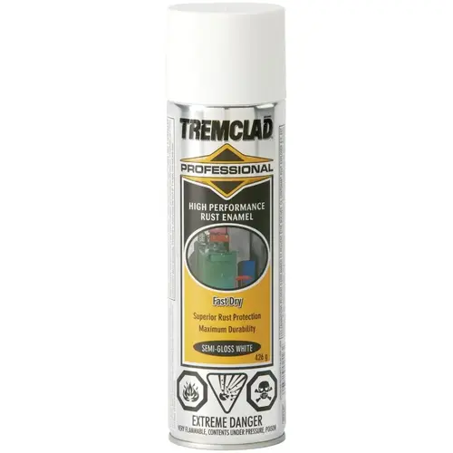 TREMCLAD Spray Paint, Semi-Gloss, White, 426 g, Aerosol Can TREMCLAD Spray Paint, Semi-Gloss, White, 426 g, Aerosol Can