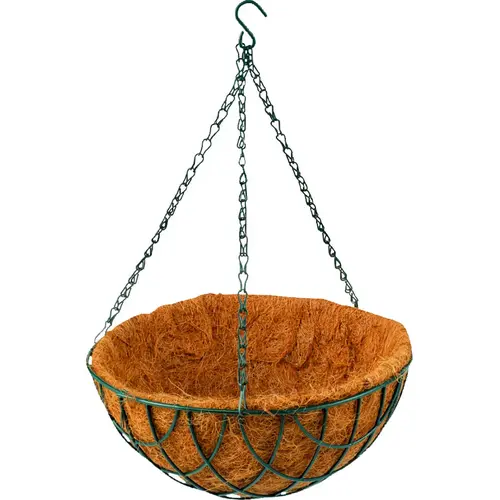 Hanging Planter, Circle, 22 lb Capacity, Natural Coconut/Steel, Matte Green - pack of 10 Hanging Planter, Circle, 22 lb Capacity, Natural Coconut/Steel, Matte Green - pack of 10