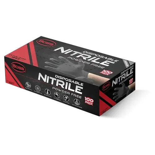 Disposable Gloves, M, Nitrile, Black - pack of 100 Disposable Gloves, M, Nitrile, Black - pack of 100