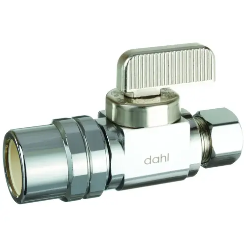 mini-ball Stop Valve, 1/2 x 3/8 in Connection, Female CPVC x Compression, 250 psi Pressure Chrome mini-ball Stop Valve, 1/2 x 3/8 in Connection, Female CPVC x Compression, 250 psi Pressure Chrome