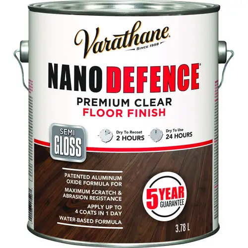 NANO DEFENCE Premium Floor Finish, Semi-Gloss, Liquid, Clear, 3.78 L, Can - pack of 2