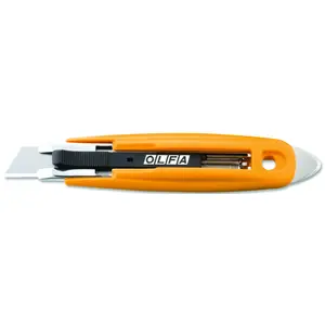 Olfa 1086095 Safety Knife with Tape Slitter, Stainless Steel Blade, Curved, Symmetrical Handle
