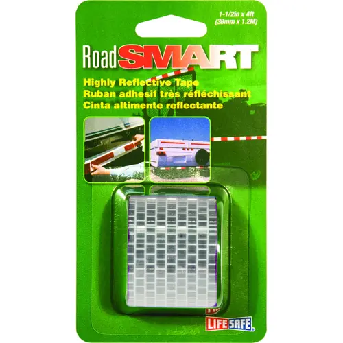 Reflective Tape, 4 ft L, 1-1/2 in W, Silver