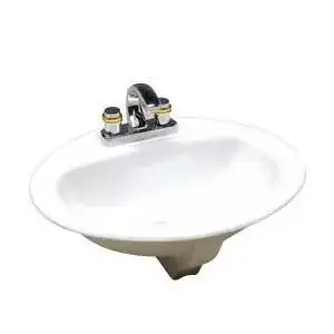 Foremost 130012-4W Bathroom Sink, Oval Basin, 4 in Faucet Centers, 3-Deck Hole, 17 in OAW, 20 in OAH, Vitreous China White